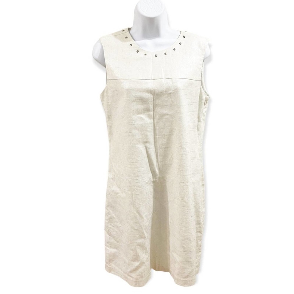 Cynthia Rowley Linen Sleeveless Dress With Metal Studded Accents NWT Size 6